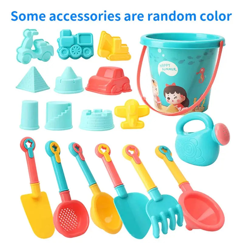 Kids Beach Toy Set With Sand Shovels Bucket Watering Bottle And Water Games For Summer Fun
