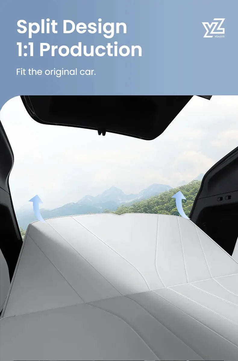 Simples Market YZ leather trunk mat for Tesla Model Y (2021–2026); white leather, fully surrounded, waterproof non-slip liner