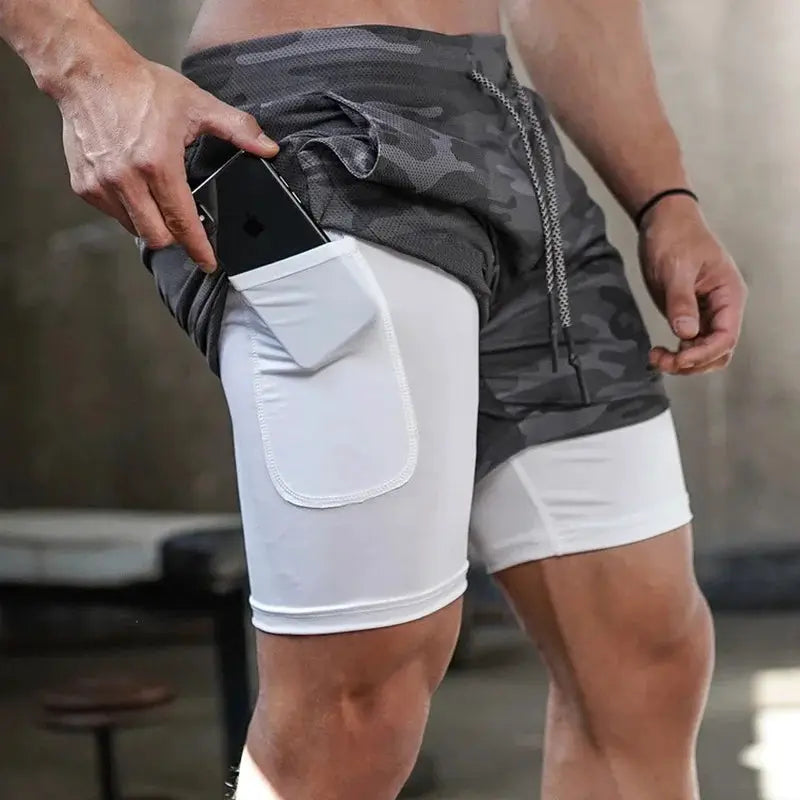 Camo 2 In 1 Running Shorts For Men Quick Dry Gym Fitness Shorts For Workout Training And Jogging