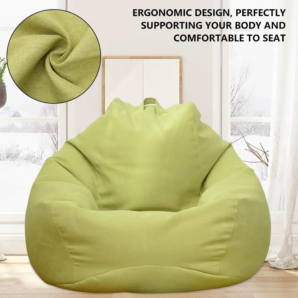 Simples Market lime green bean bag chair with woven fabric cover for adults