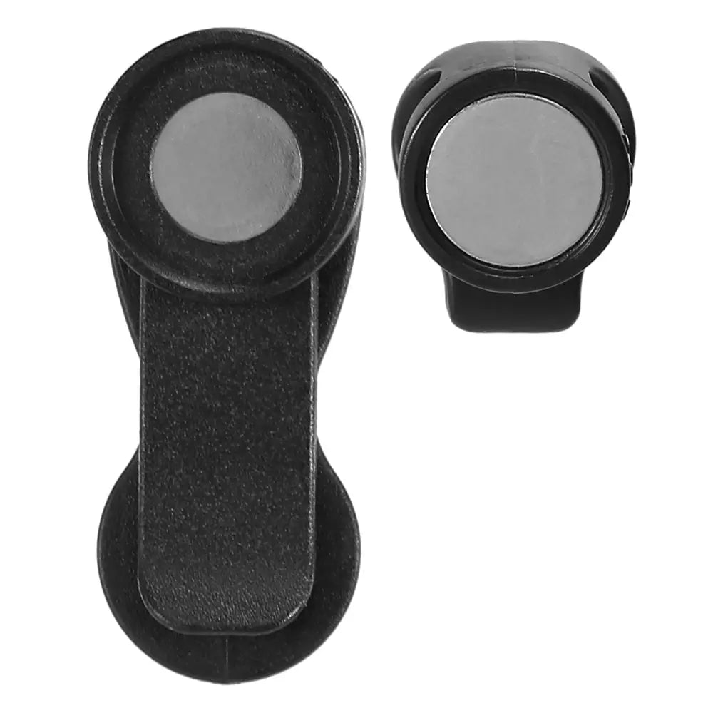 Water bladder tube clip, 2-piece black magnetic hose holder for hydration packs.