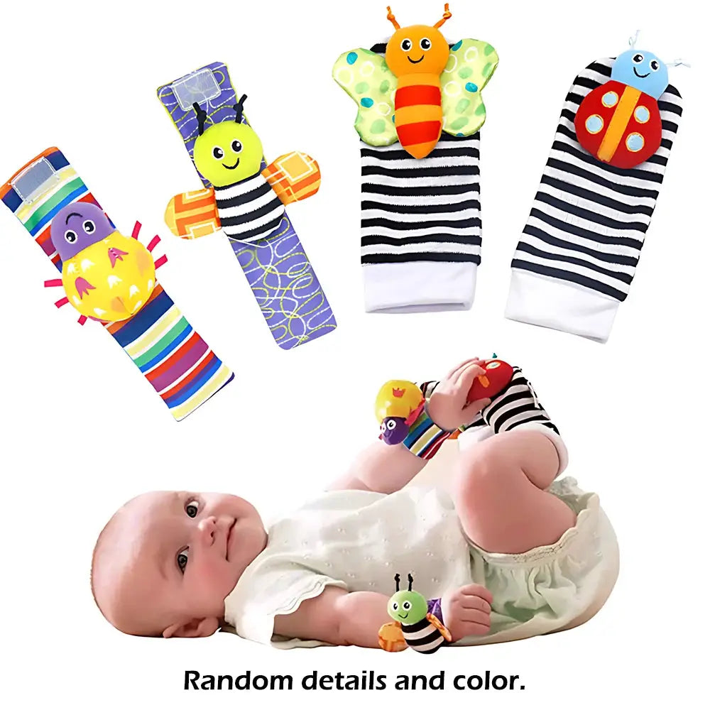 4 Piece Baby Rattle Toys Set Cute Stuffed Animals Wrist Rattles Foot Finder Socks 0 To 24 Months Gift For Infant