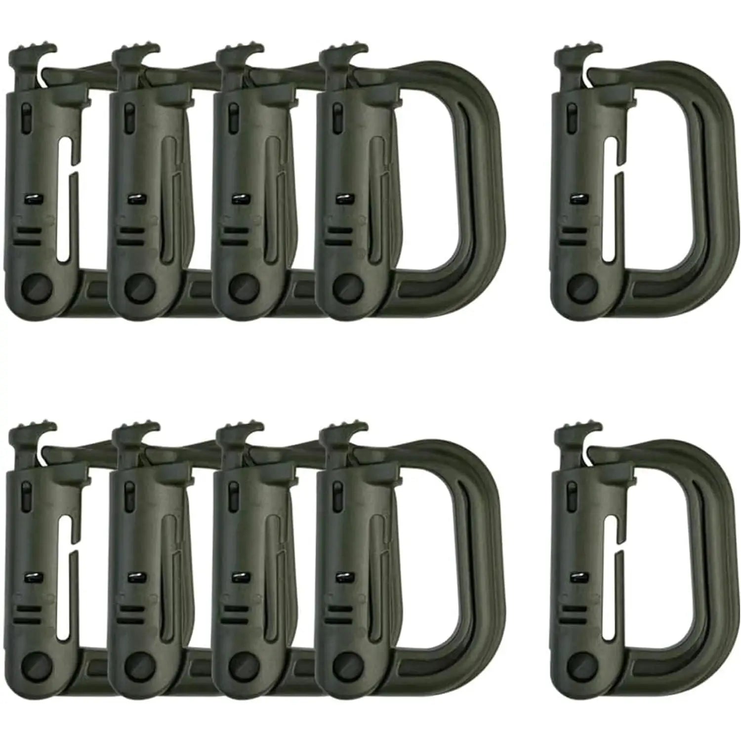 Simples Market six-pack olive green Grimlock locking D-ring carabiners for MOLLE webbing