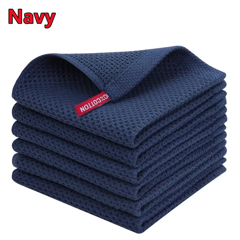 Dishcloths set, navy 100% cotton, ultra-soft absorbent kitchen towels