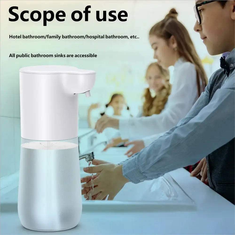 HOMEFISH white Smart Sensor 350ml soap dispenser with USB charging, contactless foam dispenser by Simples Market