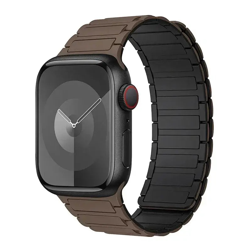 Simples Market magnetic loop silicone Apple Watch band in brown and black for 38–49mm models