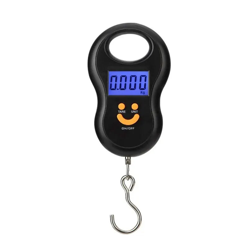 Black Electronic Hanging Scale 50Kg LCD Backlit Digital Scale For Fishing Luggage And Weights With 10g Accuracy