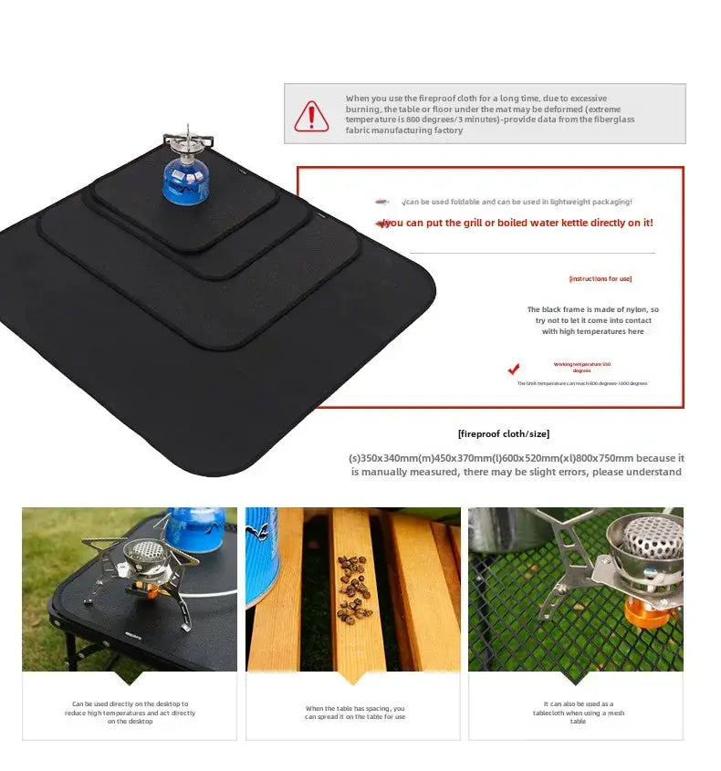 Simples Market fireproof fiberglass insulation mat set of 3, black heat-resistant cloth for outdoor grilling.