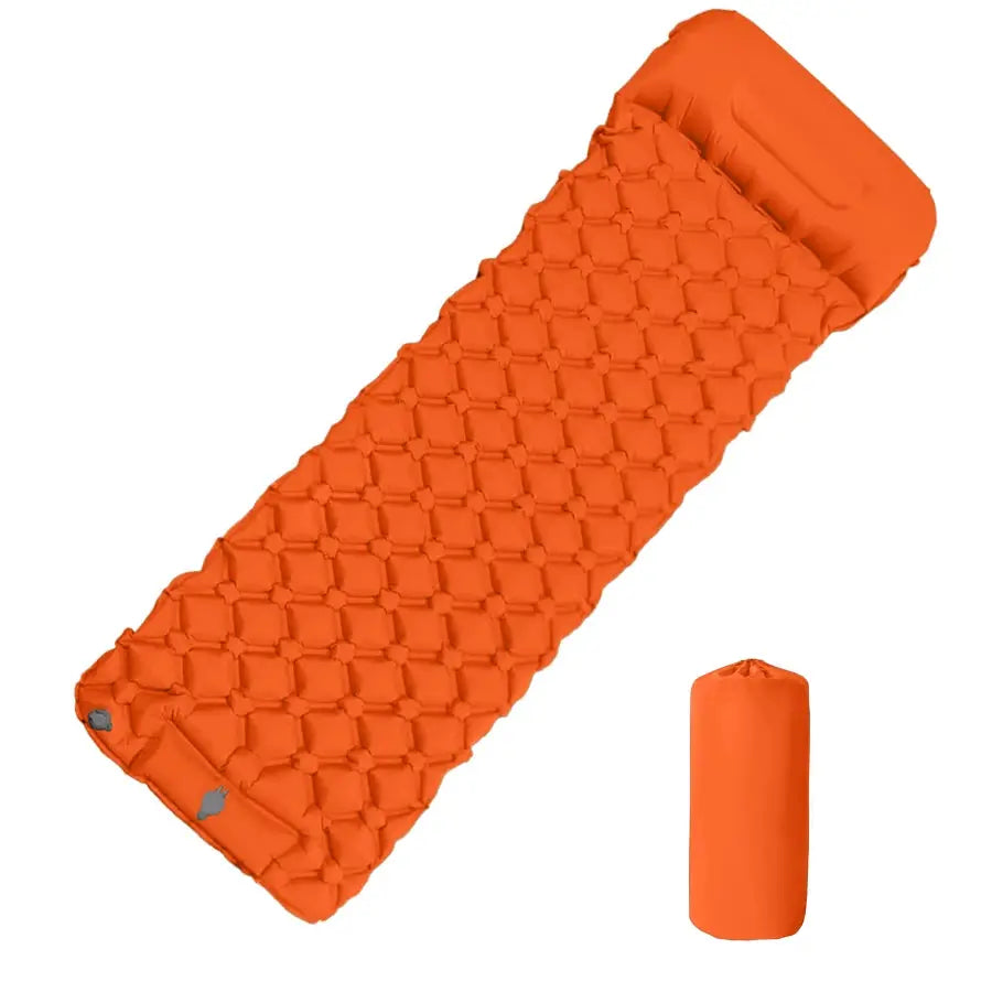Outdoor Camping Inflatable Sleeping Pad With Built In Pillow And Inflator Pump Ultralight Air Mat For Hiking