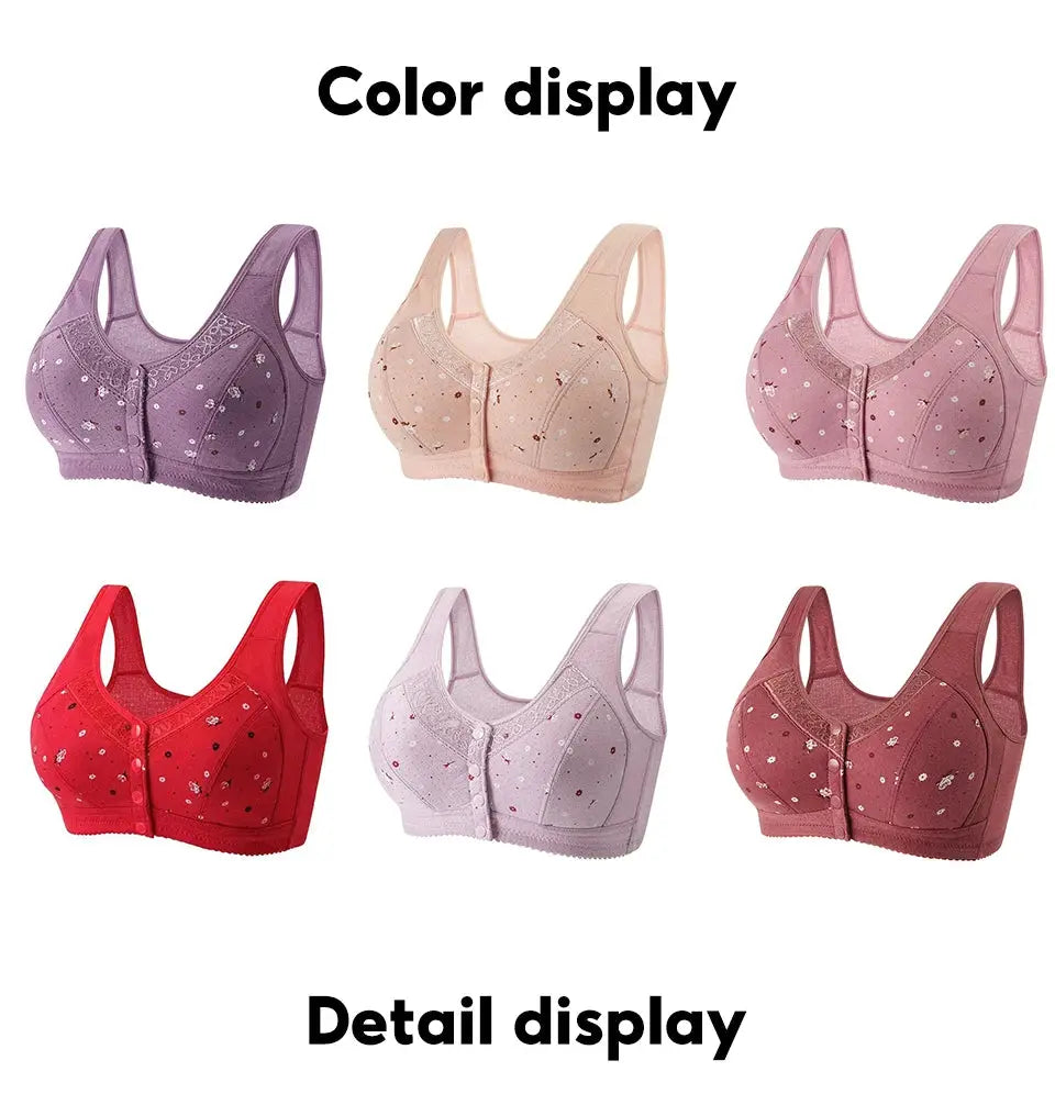 FallSweet front-closure wireless lace bralette set, 6 color options, Simples Market