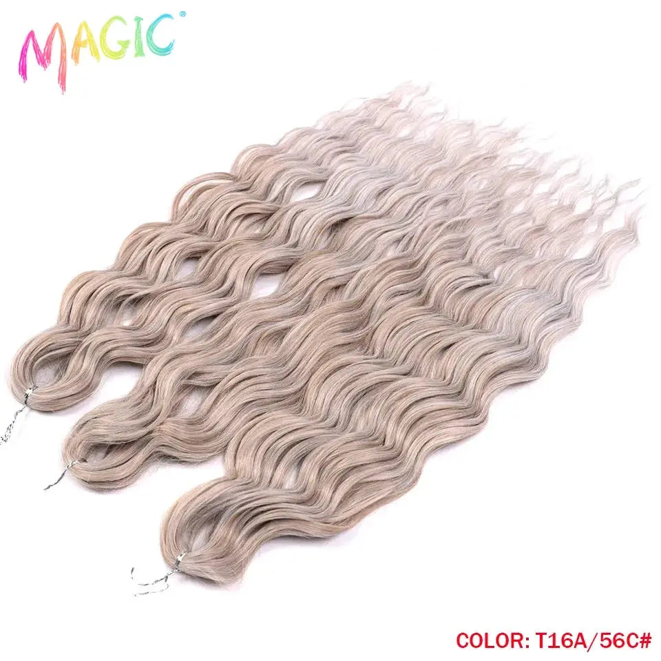 Anna synthetic hair 24in water-wave braiding extensions in ombre blonde, four bundles from Simples Market
