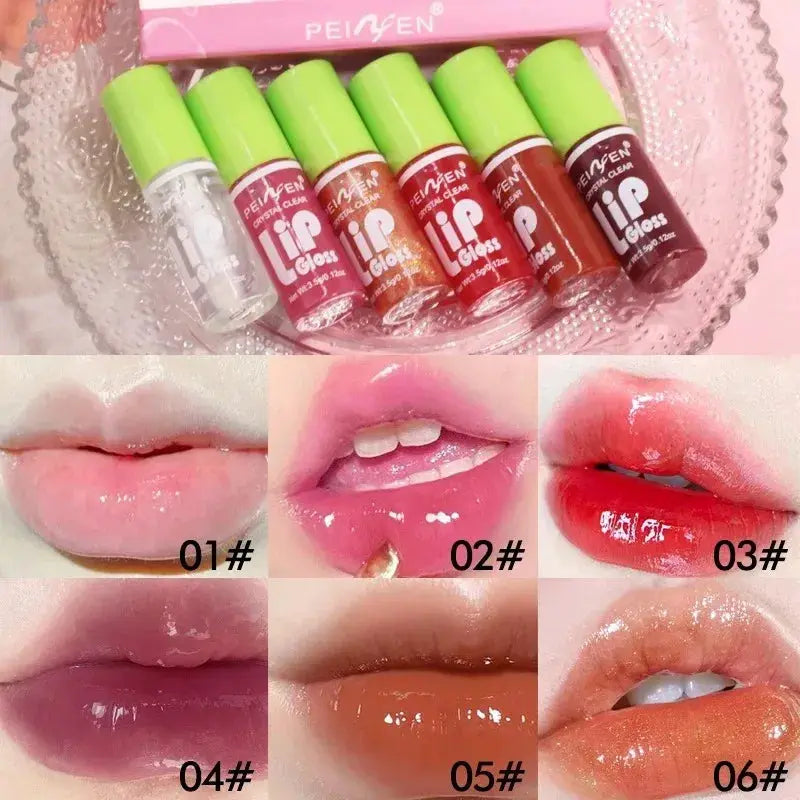 LuxeGlow Six Piece Moisturizing Lip Gloss Set Hydrating Lip Oil Plumper For Natural Shine