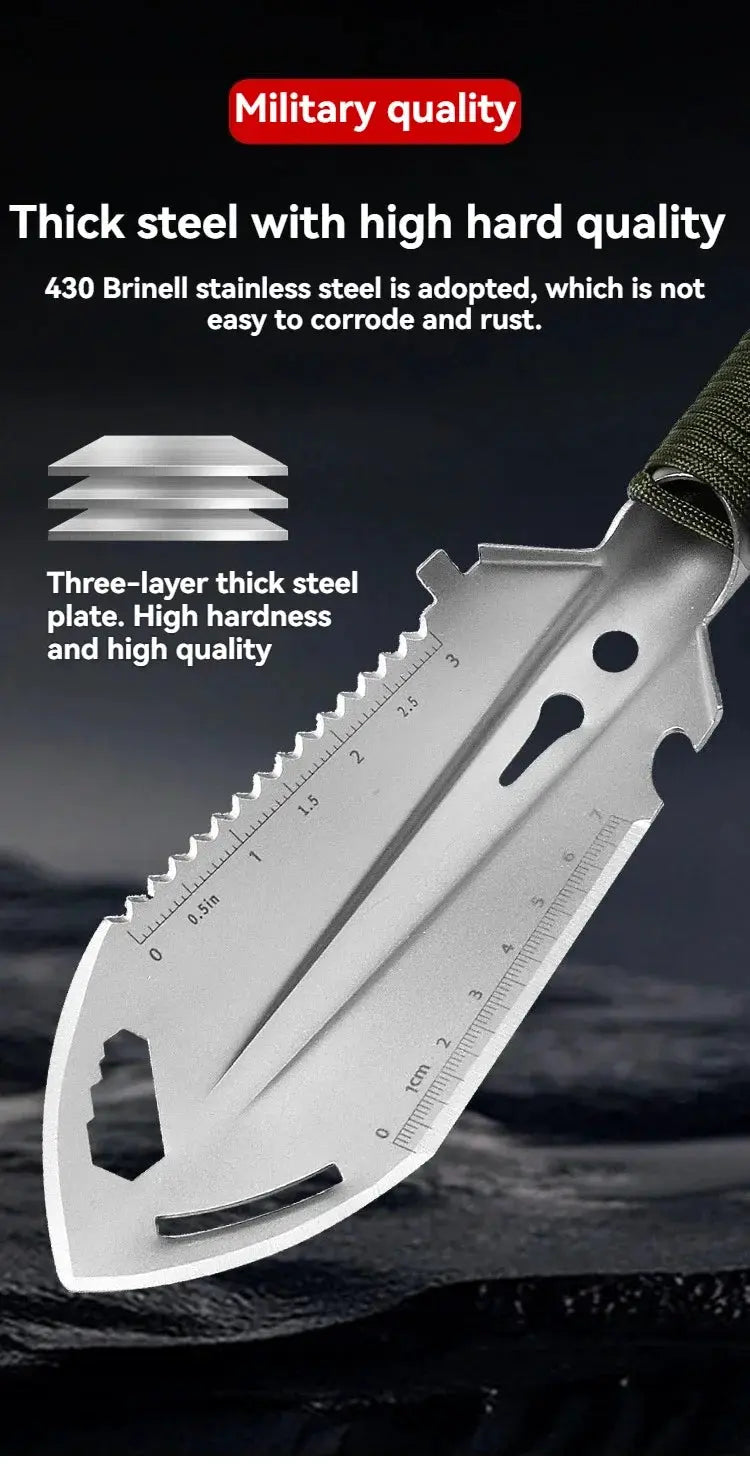 Simples Market stainless steel portable sappers shovel with built-in ruler for outdoor digging