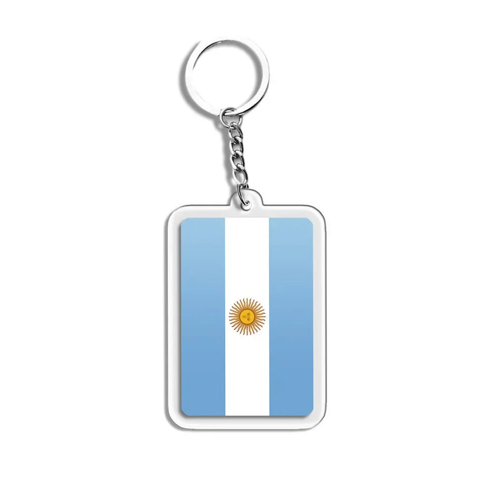 National Flags Keychain Set With Glass Inlay Ten Flags Zinc Alloy