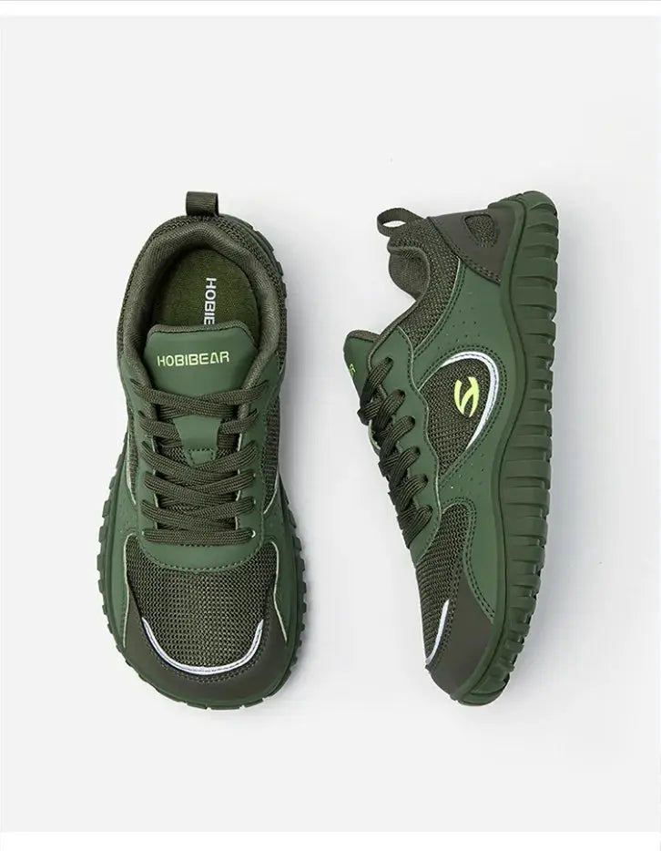 HOBIBEAR unisex wide-toe sneakers, green lace-up walking shoes for outdoor travel by Simples Market