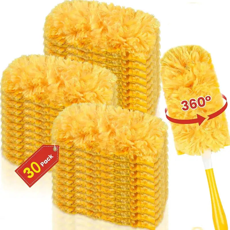 Simples Market yellow disposable feather duster heads, 30-pack with 360° rotating design