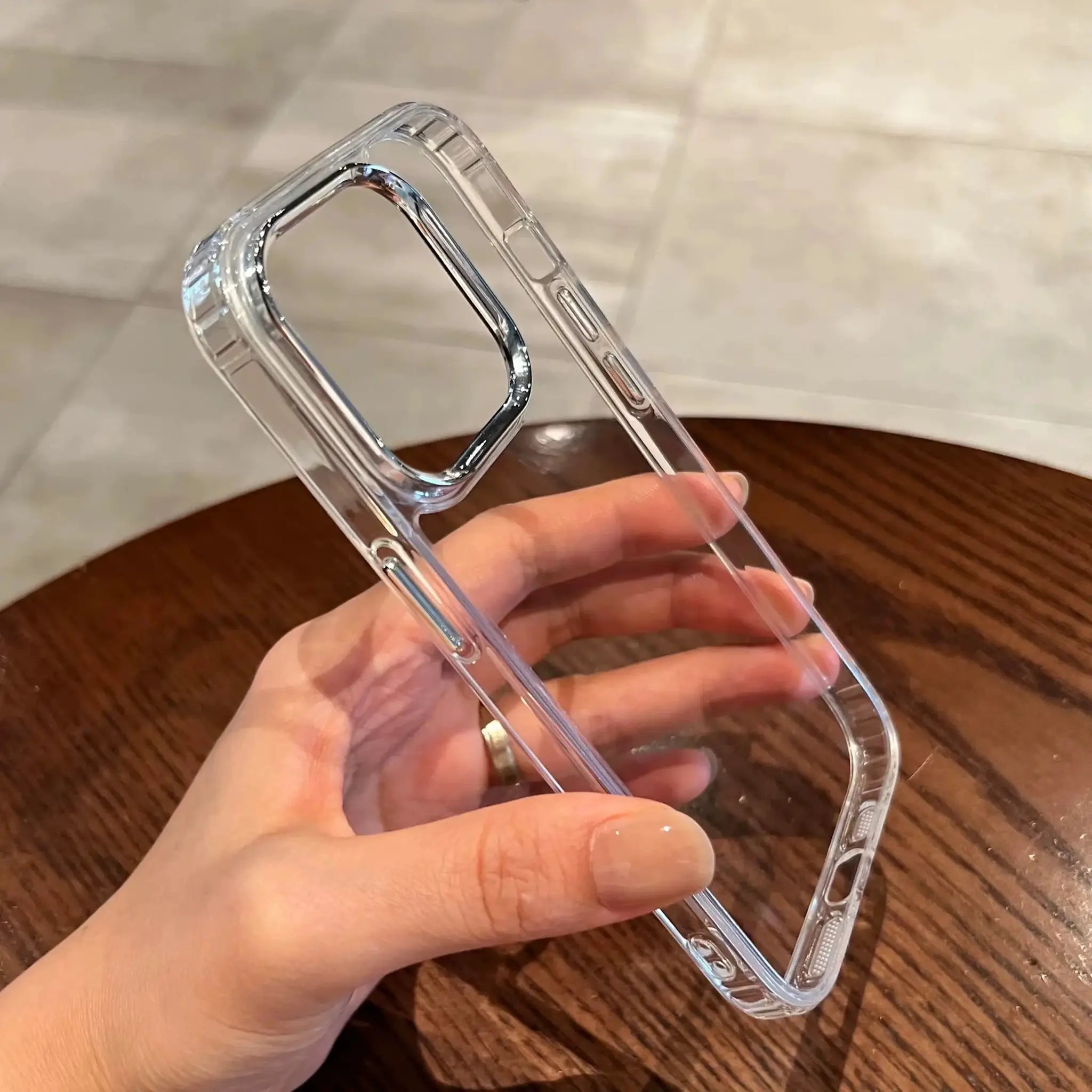 Simples Market luxury clear silicone phone case with bumper for iPhone, transparent