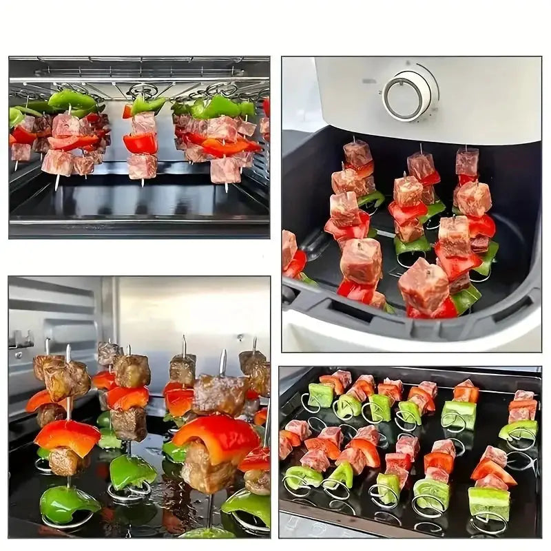 10 Piece Set of Food Grade 304 Stainless Steel Baking Needles for Air Fryer Oven Vertical Grill and Skewer Grill
