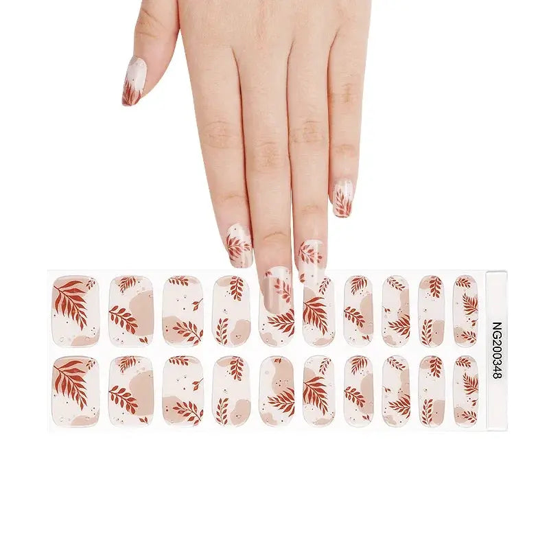 NailLux Semi Cured Nail Wraps For 16 To 20 Tips Easy Full Cover Adhesive Press On Nails Gel Finish UV LED Compatible