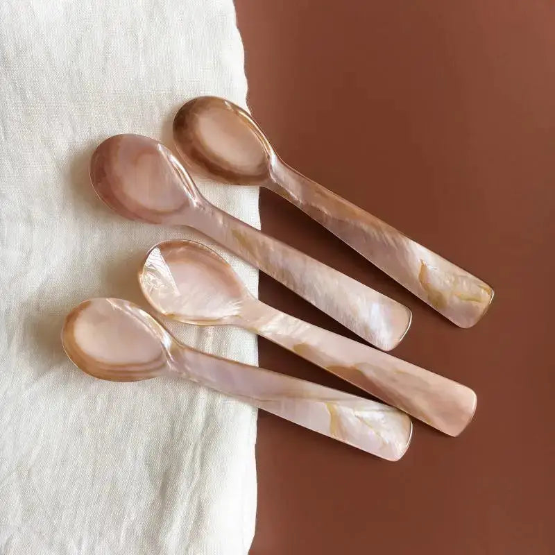 11cm Natural Shell Ice Spoon Mother of Pearl Seashells Stirring Teaspoon for Ice Cream Coffee Caviar Crafts Kitchen Tool