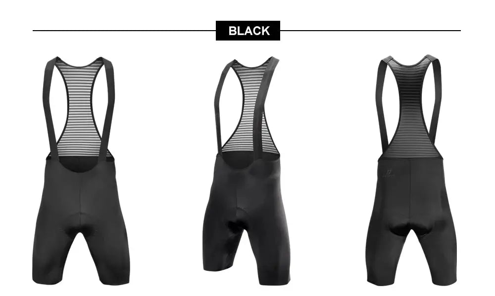 DAREVIE men's cycling bib shorts by Simples Market, black with striped mesh back, 4-way stretch