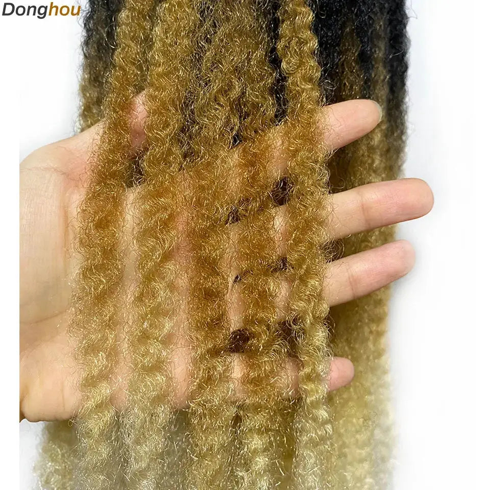 Marley hair 18in synthetic ombre braiding strands, black brown blonde grey, kinky curly
