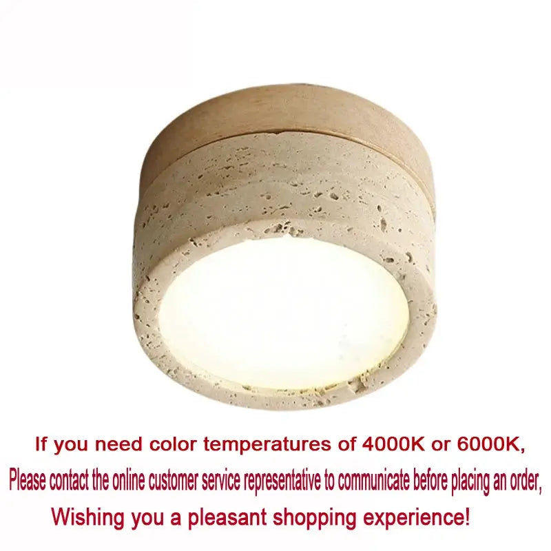 Ceiling light Simples Market Japanese Wabi Sabi stone LED, cream round fixture