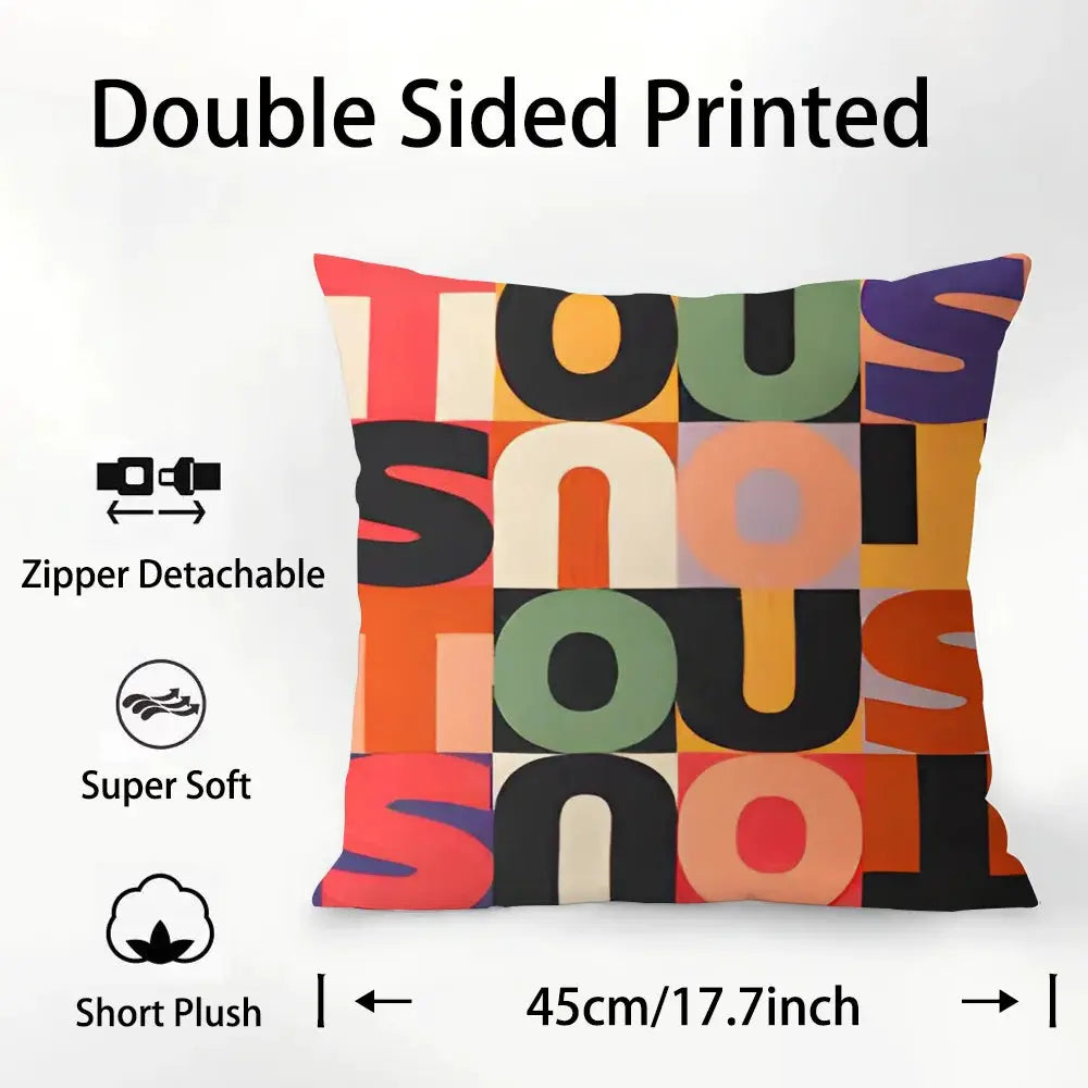 Simples Market T-tous pillow cover, plush fabric, double-sided printed multicolor blocks