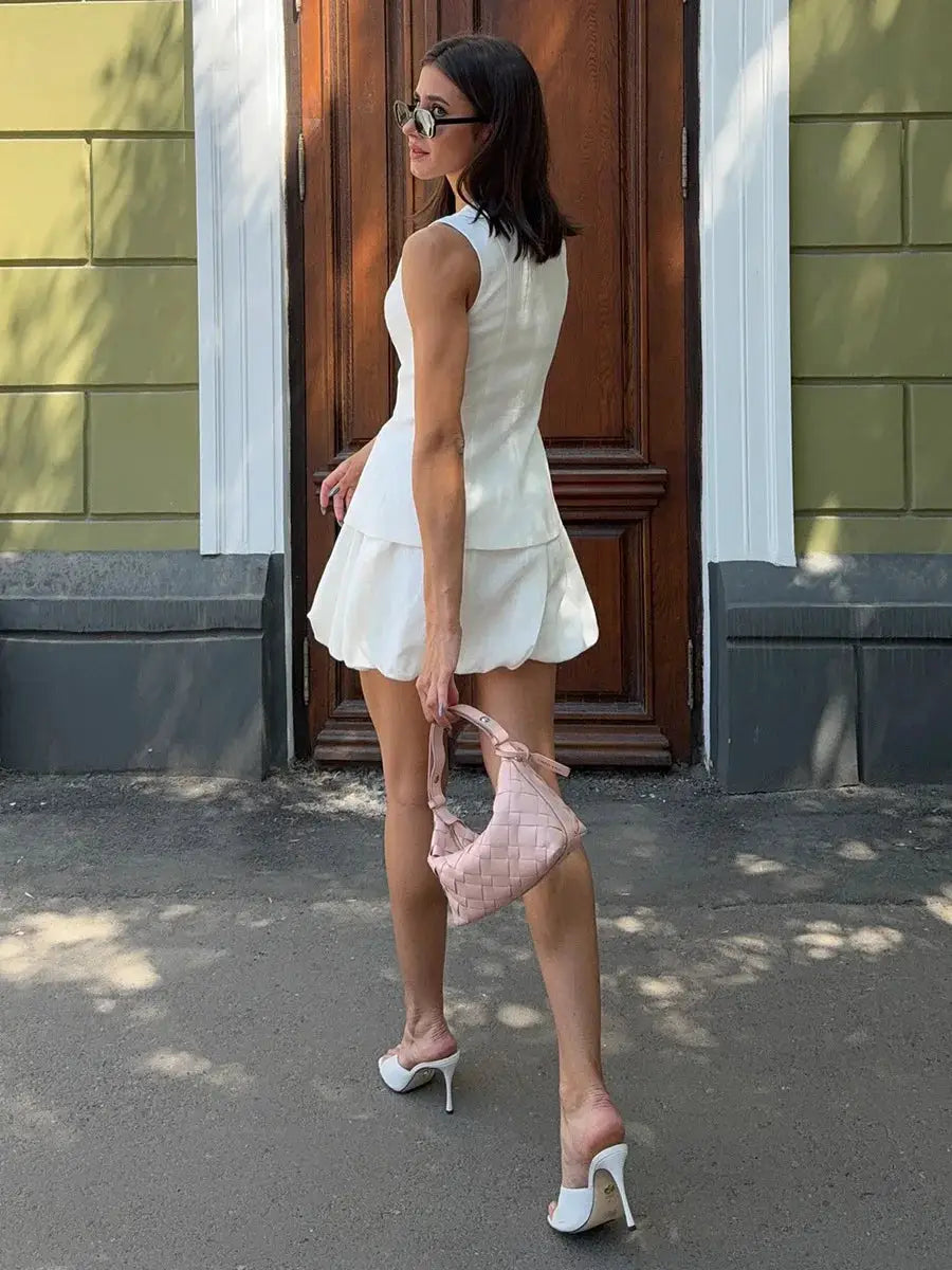 Bornladies Cotton Chic Vest Mini Skirt Set Women Tank Top Summer