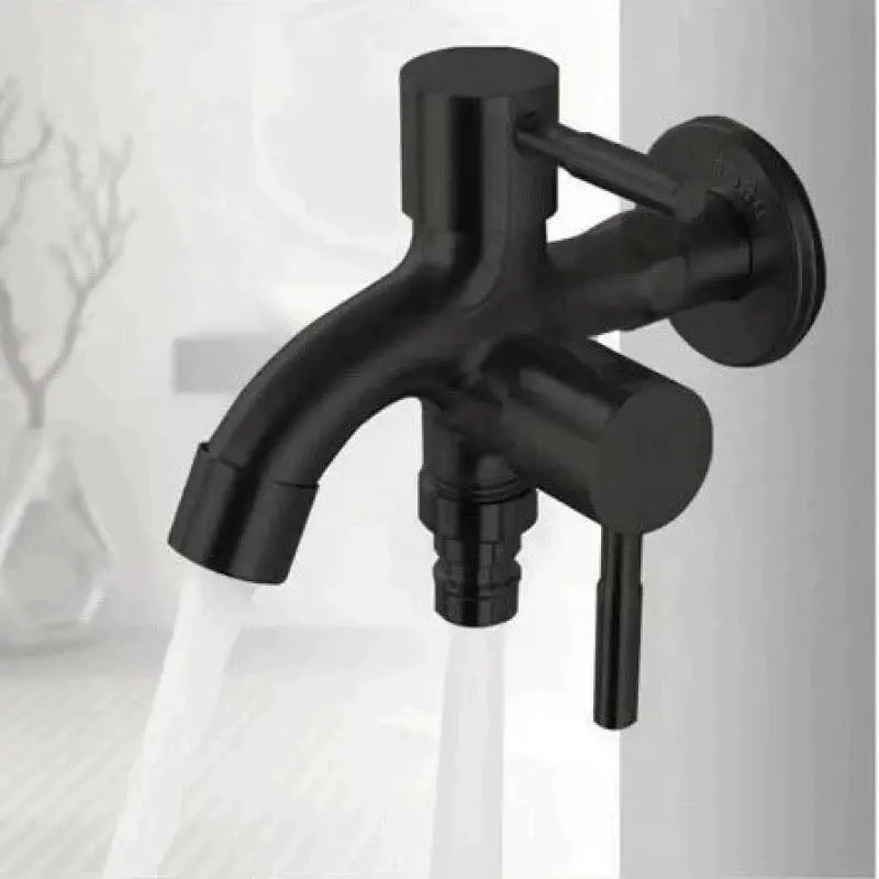 Simples Market 1/2in double-outlet wall faucet, black finish