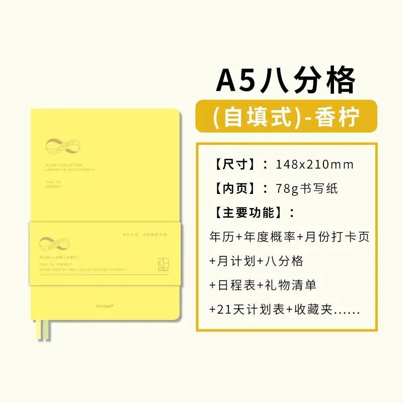 Kinbor yellow A5 weekly planner notebooks set of three with undated agenda