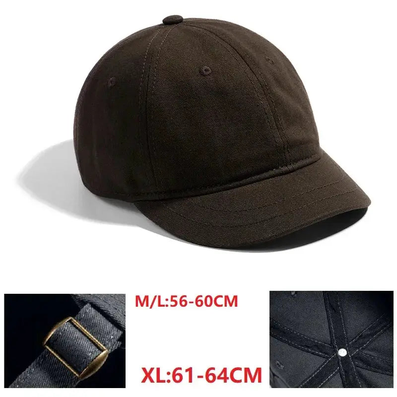 Big Head Hat Back Closed 5cm Short Brim Baseball Cap For Men Mesh Fitted Stretchy Full Closed Caps 56-60cm 61-65cm