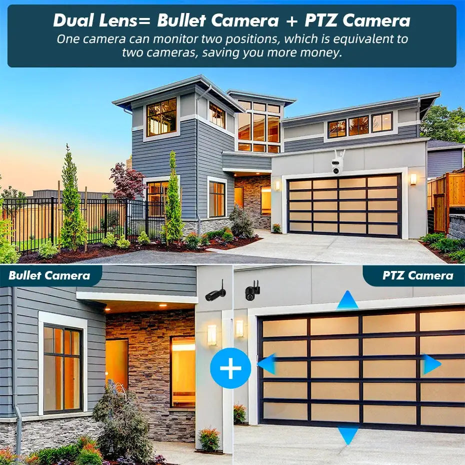 FUERS 5K 10MP dual-lens IP camera: bullet + PTZ outdoor security system by Simples Market