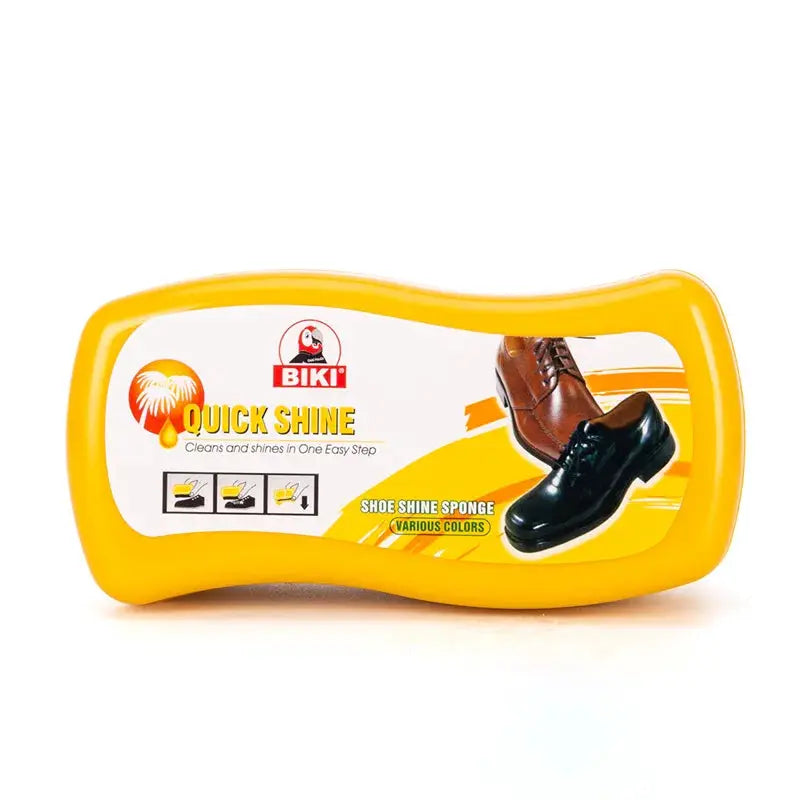 Shoe shine sponge in yellow case for leather shoes by BIKI