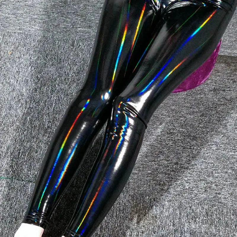 Dazzing Colors PU Leather Pants For Women Big Size High Waist Slimming Hip Lift Tights With Extra Stretch