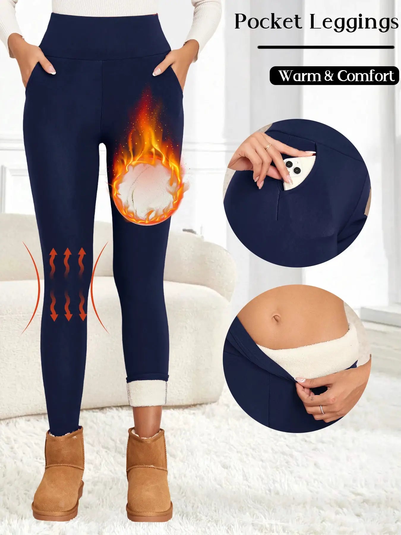 CozyNest Fleece Leggings For Women High Waisted Thermal Tights With Tummy Control For Winter Warmth