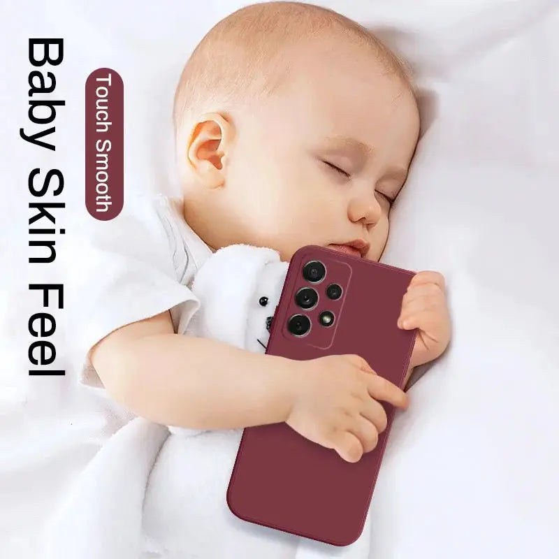 Phone case by Simples Market in burgundy liquid silicone for Samsung Galaxy models with baby skin feel