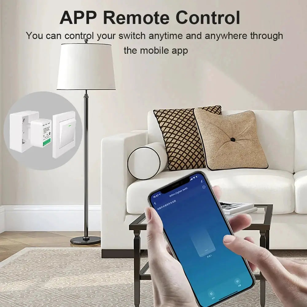 White Zigbee smart switch relay, 16A 1/2 channel; mini module for Tuya/Smart Life with app remote control