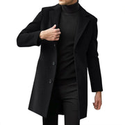 Men's long black wool-blend trench coat by Simples Market