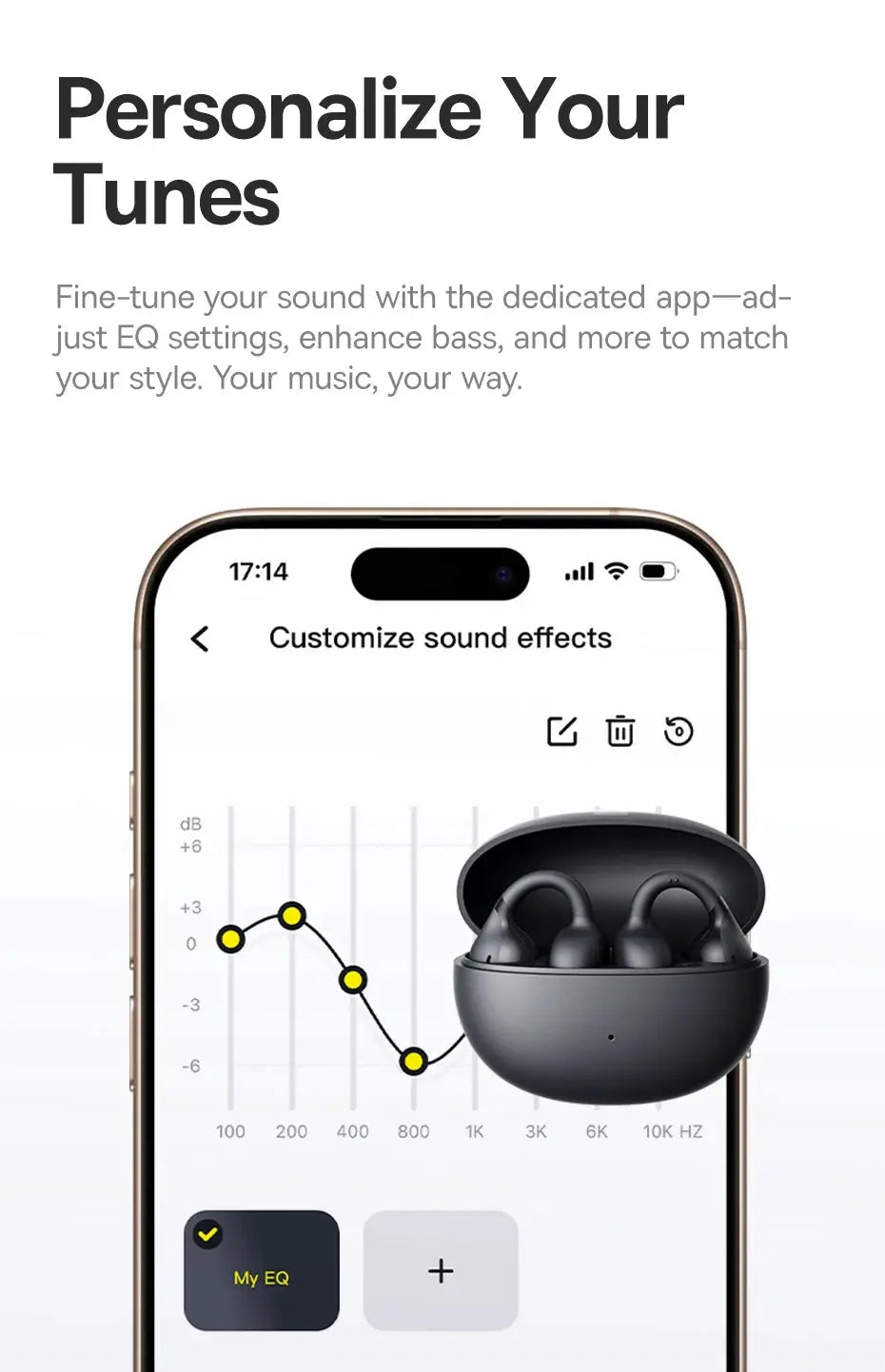 Baseus BC1 Ear Clip Open-Ear Wireless Earbuds in dark gray with charging case