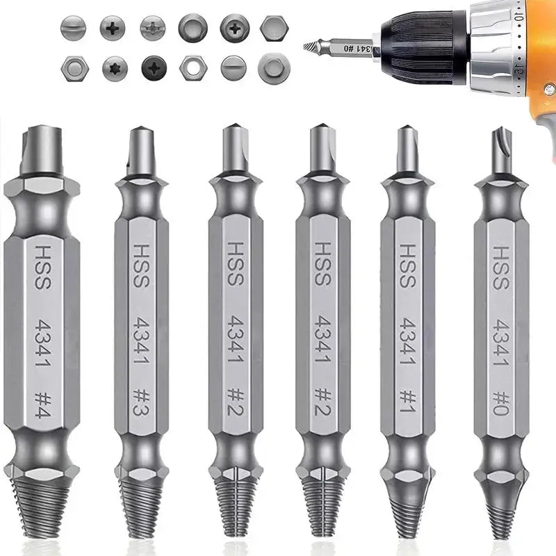 Damaged Screw Extractor Set With HSS Drill Bits for Stripped and Broken Screws Quick Removal Kit for DIY and Power Tools