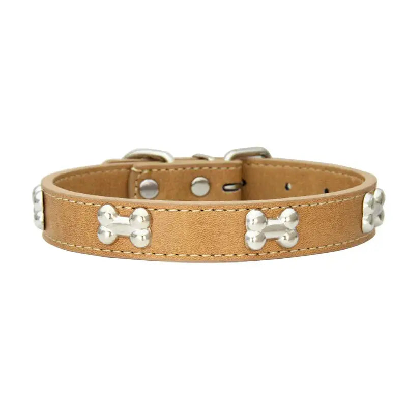 Bone Leather Durable Pet Collar For Dogs And Cats Puppies Pugs Chihuahuas Small And Large