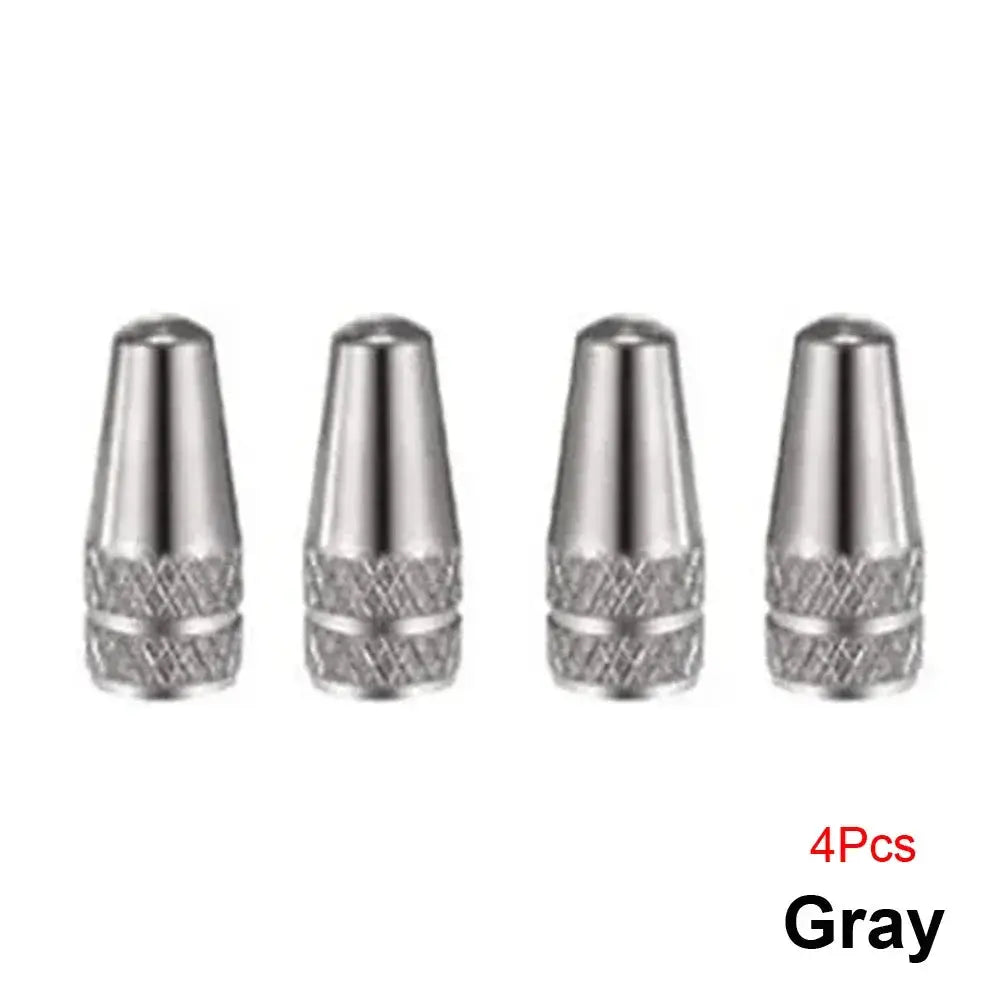 Presta valve caps 4Pcs gray aluminum for road and MTB bicycles