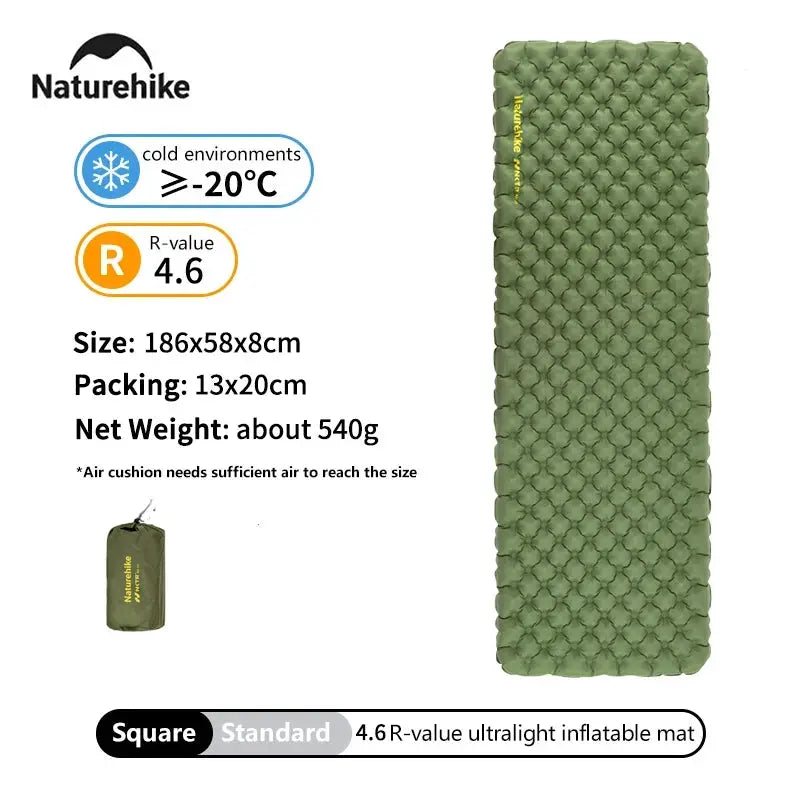 Naturehike 2024 Camping Mattress Ultralight Folding Air Sleeping Pad With 4.6 R Value For Outdoor Hiking