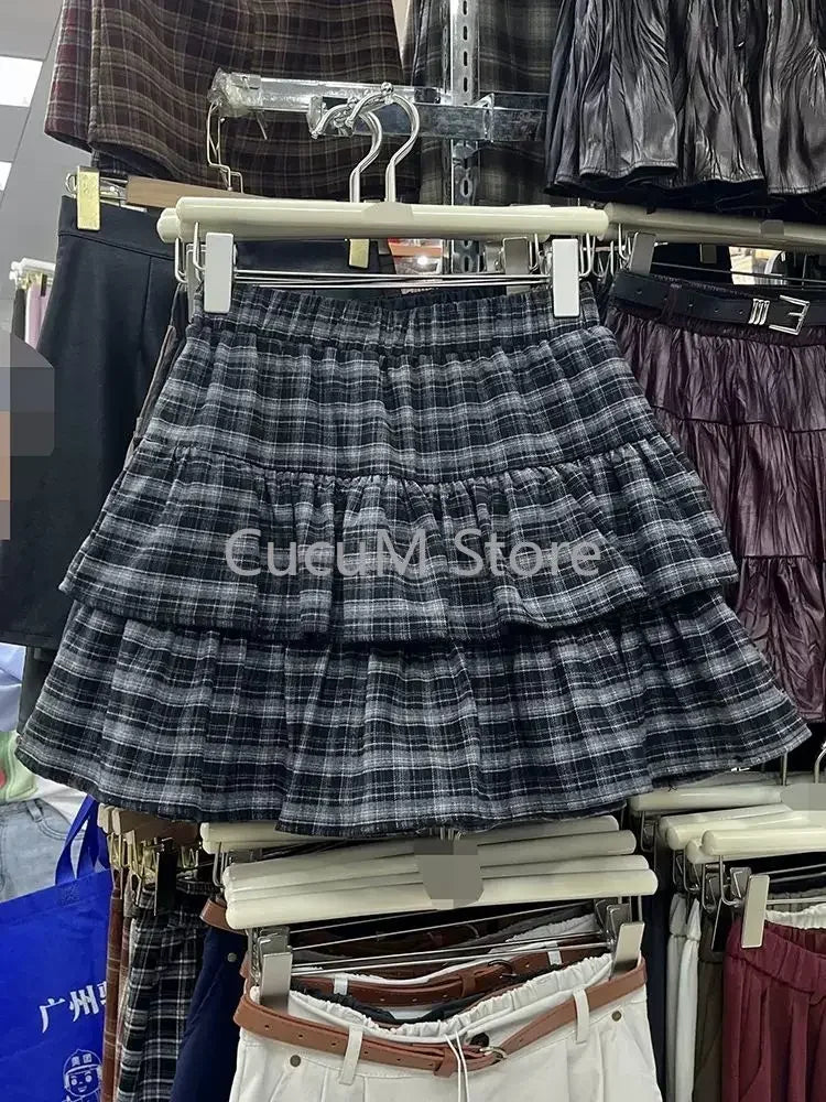 Tokyo Prep Co Y2K Ruffled Plaid Skirt With Punk Rock Subculture Vibe And Cute Preppy Twist