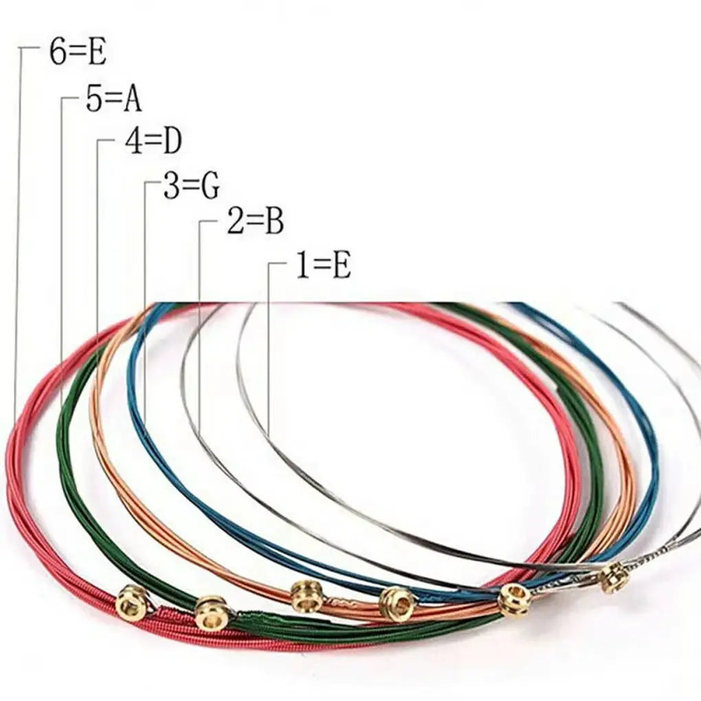 Miwayer 6 String Acoustic Guitar Strings Set In E A Rainbow Colors For Folk And Classical Guitars
