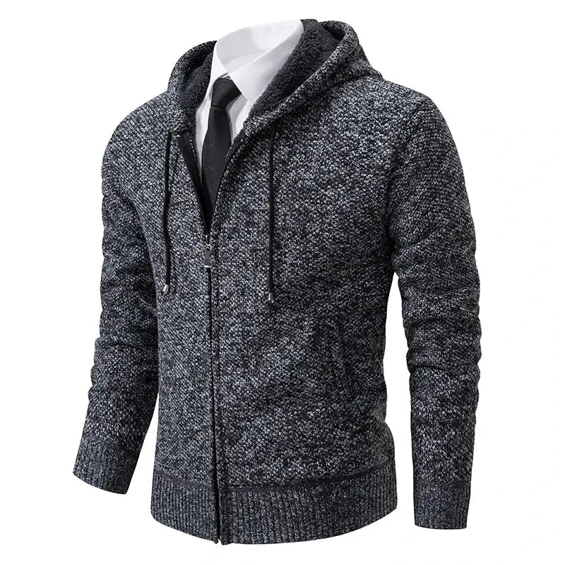 Mens Autumn Winter Solid Color Casual Sports Coat Stand Collar Fleece Lined Zipper Cardigan Warm