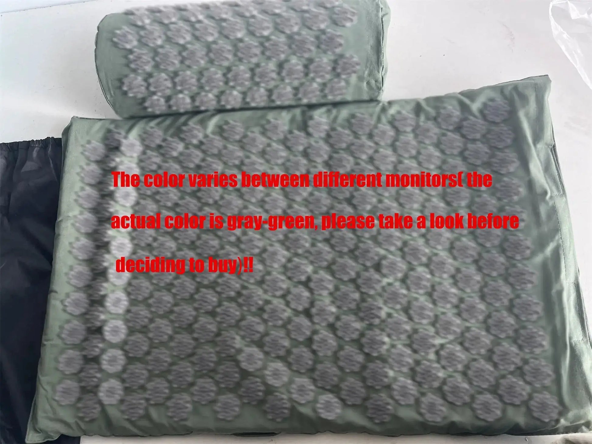 Simples Market Kuznetsov acupressure cushion with spikes, gray-green fabric