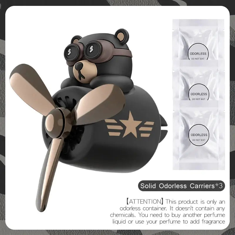 Odorless DIY Perfume Ornament Airplane Pilot Bear Car Air Freshener Vent Clip Fragrant Diffuser Decoration For Men