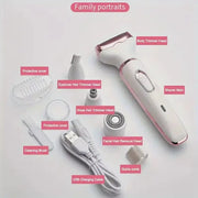 HOMEFISH 4-in-1 electric lady shaver set by Simples Market with pink handle and assorted heads